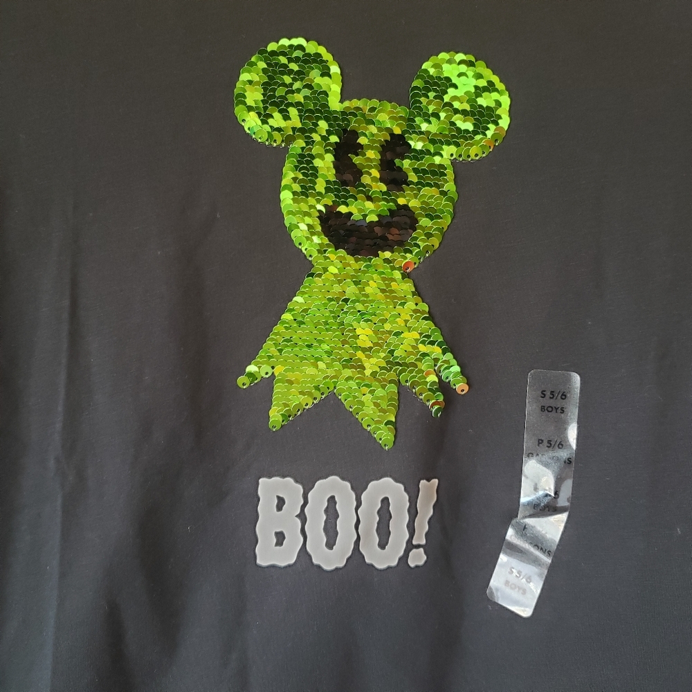 Disney Mickey Mouse shirt ghost Flip SEQUIN Halloween Long Sleeve 5/6 - Picture 11 of 11